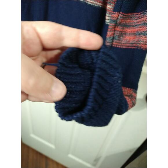 Jones New York Woman L Sweater V Neck Blue Red Striped V Neck Long Sleeve... - Picture 6 of 9